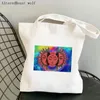 Сумки для покупок женщины покупатель сумки Sun and Moon Print Cawaii Harajuku Canvas Girl Sumbag Tote Lady Lady