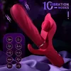 Tryckande dildo vibrator sexleksaker 3-i-1 kaninvibrator med 10 tryckande 10 flappning 10 vibrationslägen, vuxna sexleksaker för kvinnor par nöje