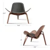Accessoires Lounge du milieu du siècle Réplique de chaise de coquille de chaise de trépied moderne chaise de salon en bois chaises de salon avec chaises en cuir PU noir