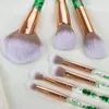 Makeup Brushes Fashion 7st Matcha Green Set med gratis väska blandning Powder Eye Face Glitter Brush Tool Kit Maquillaje