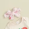 Ensembles de vêtements 2024-12-21 Lioraitiin Summer Baby Girls Pâques Tenues de Pâques Imprimé Braveur à manches courtes et shorts floraux mignons bandeau