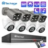 Système Techage 8ch 5MP Poe Security Camera System Smart Ai Face Detection Color Vision Vision Home Sécurité CCTV