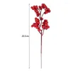 Decorative Flowers 5pc Artificial Berries Branch Plastic Fake Leaf Berry Red Plant For Year Christmas Decor Supplies