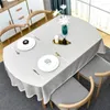 Table Cloth High Quality Fashion Luxury Cotton Linen Melange Lace Selvage Plain Thick El Wedding Dining Oval Cover