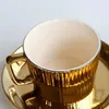 Cups Saucers Ceramic Electroplated Coffee Cup Saucer Set Golden Household Nordic Simple Milk Afternoon Tea Mug Luxury Thermal Bottle