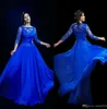 2023 Mère de la mariée Robe Illusion en mousseline de mousseline Robes de bal Long Blue Royal 34 Glanches plus robes de soirée formelles CUS4846708