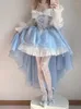 Robes décontractées style romantique français lolita robe élégante fille cosplasse princesse pochette bouffée bownot fleur fleur fantastique