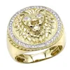 925 Sterling Silver Vermeil Solid 10K Gold Lion Head Diamond Ring voor mannen 0.3CT HIP HOP RING Pinky Ring