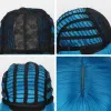 Peruker syntetiska kort bob peruk med lugg för kvinnor bob peruker blå peruk för fest daglig användning axel längd