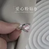 Cluster Rings Weiyue S925 Sterling Silver Pink Love Zircon Ring Woman Retro Fashion In Open Point Finger Wedding Party Gift