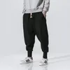 Pantalon masculin lin coton harem hommes massifs élastiques streetwear joggers 2024 pantalon décontracté.