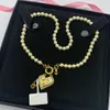 New Broken pearl necklace Saturn Planet Love Bow pin pendant women Clavicle Chain diamonds pearl Necklaces Designer Jewelry N0226