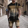 T-shirt d'été pour hommes Tshirt pour hommes à imprimé 3D rayé