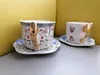 Mugs Chinese Porcelain Beautiful Art Painting Coffee Retro Luxury Irregular Cup Saucers With Gold Rim Blue And White Cups