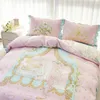 Bedding Sets Four-Piece Printing And Dyeing Plant Flower French Romantic Girl Pure Cotton 60 Heat Reservation Warm For 1.8M Bed Sheet