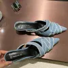 Pumps Denim Fashion Metal Ladies High Heels Shoes Pointed Toe Slingbacks Female Sandals Slides Pumps Heels Shoes For Women 2023 Luxury