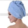 Handduk Kvinnor Hårtorkning av hatt Mikrofiber efter dusch Solid snabb torr superabsorption Turban Head Wrap Bathing Tools