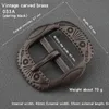 Solid Brass 40mm Belt Buckle vintage embossed Single Pin Half Fit For 37mm39mm DIY Leather Craft 240401