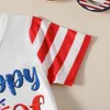 의류 세트 Ziyixin Baby Boy 7 월 4 일 복용 짧은 슬리브 티 셔츠 및 캐주얼 아메리칸 깃발 반바지 2pcs 네 번째 여름 복장