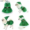 Dog Apparel WarmHut Christmas Sequin Dress And Hat Set Party Cat Costumes Funny Puppy Xmas Cosplay Outfits Green
