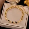 Link Bracelets ANENJERY 316L Stainless Steel Square Bracelet For Women Vintage Gold Color Wrist Chain Jewelry Birthday Gifts