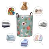 Laundry Bags Bathroom Basket Vintage Geometric Plum Fruit Flowers Folding Dirty Clothes Hamper Bag Home Storage