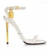 Scarpe eleganti con stampa serpente oro Ladies sandals sandals cinturino pithon chiusura da donna tacchi metallici ritagliati