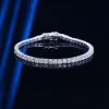 Bangles OEVAS 100% 925 Sterling Silver 3/4mm Real Moissanite Gemstone Bangle Charm Wedding Tennis Chain Bracelet Fine Jewelry Wholesale