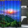 Rideaux de douche paysage de la fenêtre de baignade rideau salle de bain étanche avec 12 crochets pour la maison déco navire