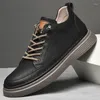 Casual Shoes Men Sneakers Sport äkta läder 6 cm Höjande hisshöjd Ökning våren