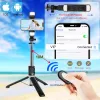 Monopods Selfie Stick met licht en Bluetooth Wireless Remote Control Foldable Tripod 360 ° rotatie selfie stick voor iOS Android -telefoons