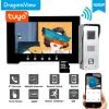 Sonnets de portes Dragonsview 1080p 7 pouces WiFi Video Smart Interphone Système vidéo sans fil Porte de porte Caméra de porte câblée TUYA TEMODE SMART