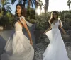 Vestidos 2018 Asaf Dadush Boho Vestidos de noiva Backless Spaghetti Apliques de renda com miçangas vestido de noiva de praia