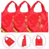 Förvaringspåsar 3 datorer Återanvändbara fällbara frukter Stil Eco utomhushandväskor Portable Shopping Bag Polyester Women Tote (Strawberry Style)