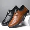Casual Shoes Leather Men's Spring 2024 Business Soft-Soled Non-Slip Breattable All-Match Footwear