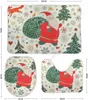 Tappetini da bagno 3 pezzi Elementi natalizi Set di Coperchio coperchio con contour del tappeto Claus per bagno