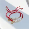 Urok bransolety kkbead prezent kobiecy naturalna bransoletka perła Lucky Red String pulseras ręcznie robiona biżuteria pleciona dla kobiet