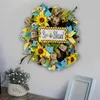 Fleurs décoratives Couronne de printemps pour porte d'entrée avec abeilles fleures maison de ferme décorations de porche F0T4