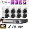 Sistema 8MP 4K Sistema CCTV Poe NVR Kit Color Night Vision Vídeo Vídeo Vídeo de Vídeo Externa de Viúscula IP Proteção de Segurança Conjunto de Câmera Dome