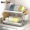 Cuisine Storage Meidjia 3 Tier en acier inoxydable Plat Drying Rack Ustensiles Plaque Bowl Organisateur Évier comptoir