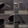 Lunettes de soleil steampunk man fomme rétro rond métallique flip up verême de soleil mâle femelle double circulaire clairement lentille des lunettes UV400