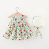 03 ans Robes de bébé d'été Fashion Imprimé Bow Floral Bow Princess Robe Sunhat 2pcs Set Born Infant Clothes Girl 240322