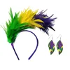 Supplência de festa Mardi Gras Feather Headband 1920 Fascinator Parrot Brincos de fantasia Acessórios para mulheres