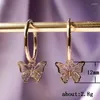 Kolczyki Dangle Trendy Butterfly for Women Esthetic Pink CZ Gold Color Srebrne motyle biżuteria