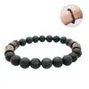 Charm Armband 1pc Natural Volcanic Stone Ball Armband Stretch Round Pärlor Tillbehör