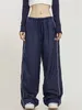 Frauenhose Deeptown Y2K Gorpcore Grey Track Frauen Streetwear Hip Hop Hop Marine Blue Sporthosen Übergroße Vintage Kpop Jogginghose