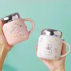 Mugs Instagram Korean Cute Cartoon Mirror Mug With Lid Office Water Cup Creative Coffee Milk Ceramic