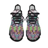 Casual Shoes Colorful Tribal Aztec Cartoon Mönster Icke-halklägenheter för kvinnor Mesh Absorberande löpande utomhusarbete Walking Foar