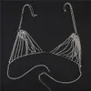 Summer Sexig Shiny Crystal Bra Bikini Bröstkedja Byst kroppsmycken sele för kvinnor charm strandklänning halsband 240320