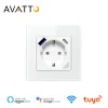 Doorbell Avatto Tuya WiFi Socket EU Standard Smart Power Plug Outlet med USB/TYPEC -laddning, App Remote Control med Alexa Google Home